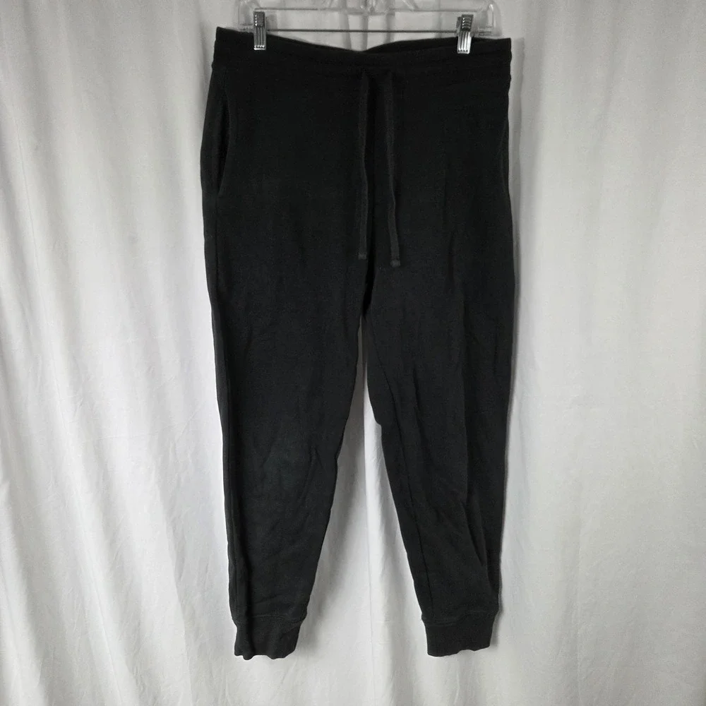 Gap Pants Mens Medium Black Fleece Joggers Sweatpants Cuffed GAP Logo Drawstring